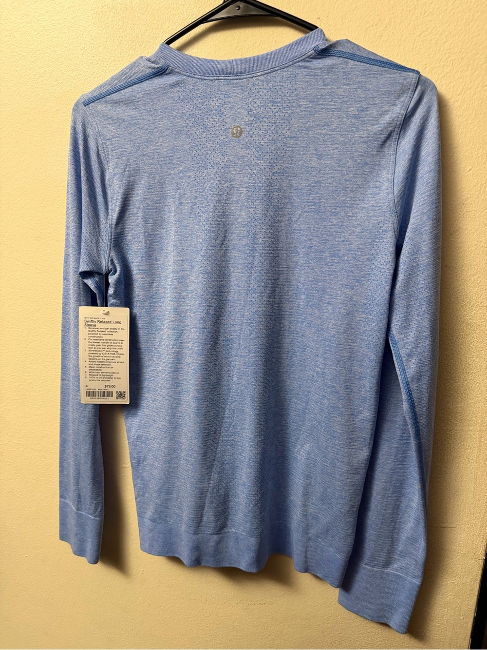 719-Lululemon Swiftly Relaxed Long Sleeve Shirt-Blue Nile / White - Picture 6 of 7